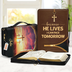 Because He Lives, I Can Face Tomorrow - Scripture Gifts For Women Of God - Personalized Bible Covers - AT4080710