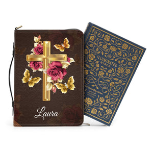 The Lord Will Fight For Me Floral Cross - Personalized Bible Covers - AT4081438