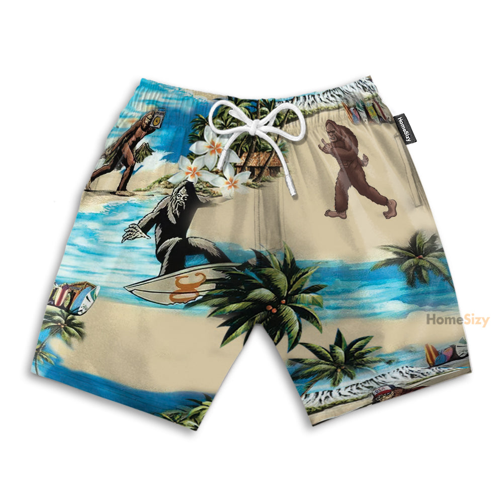 Bigfoot On The Beach - Beach Shorts