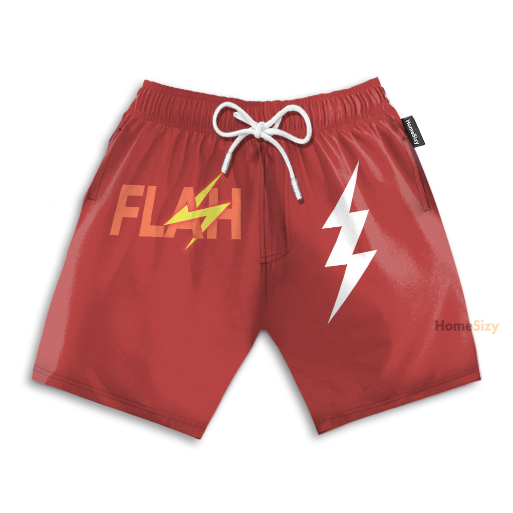 Flash Comic Vintage Emblem Embossed Cosplay Costume - Beach Shorts