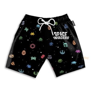 Space Invaders Video Game Cosplay Costume - Beach Shorts