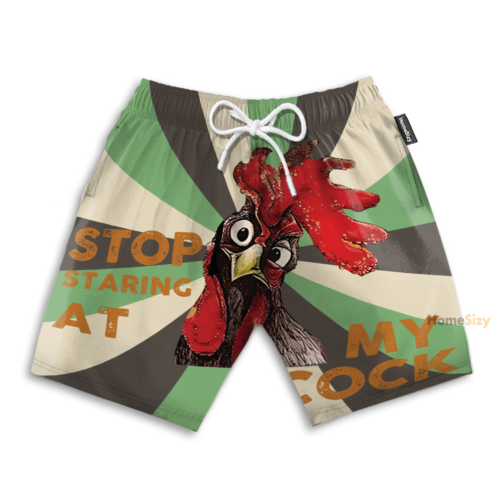 Stop Staring At My Coc Green Brown - Beach Shorts