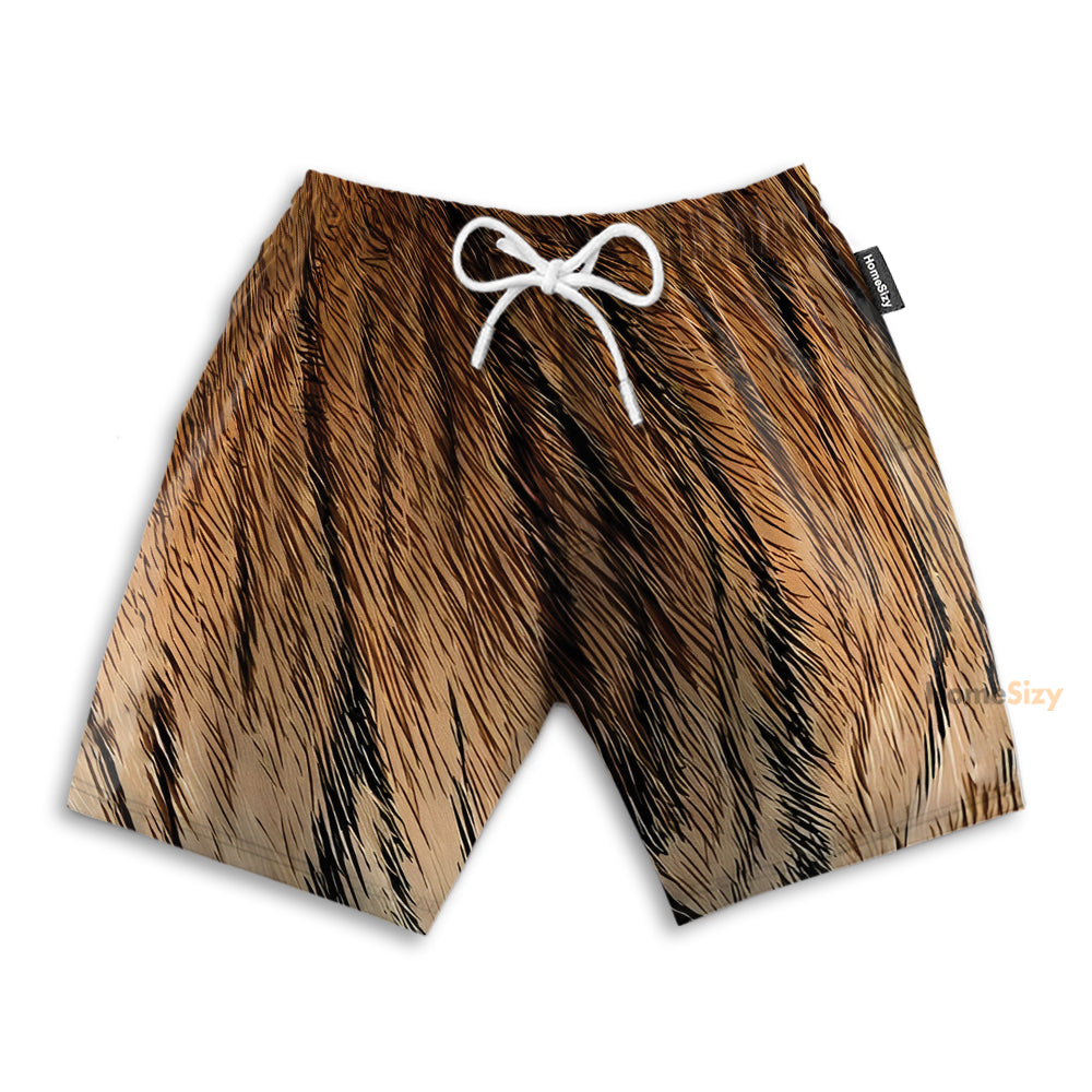 Tiger Fur Strip Pattern - Beach Shorts