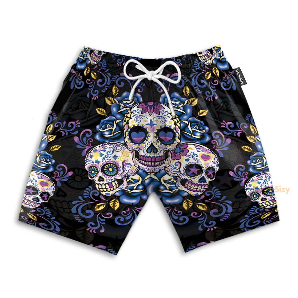 Sugar Skull Purple - Beach Shorts