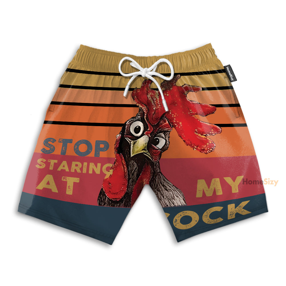 Stop Staring At My Coc Red - Beach Shorts