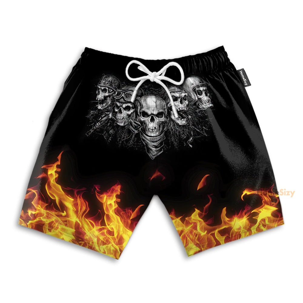 Skull And Flame Fire - Beach Shorts