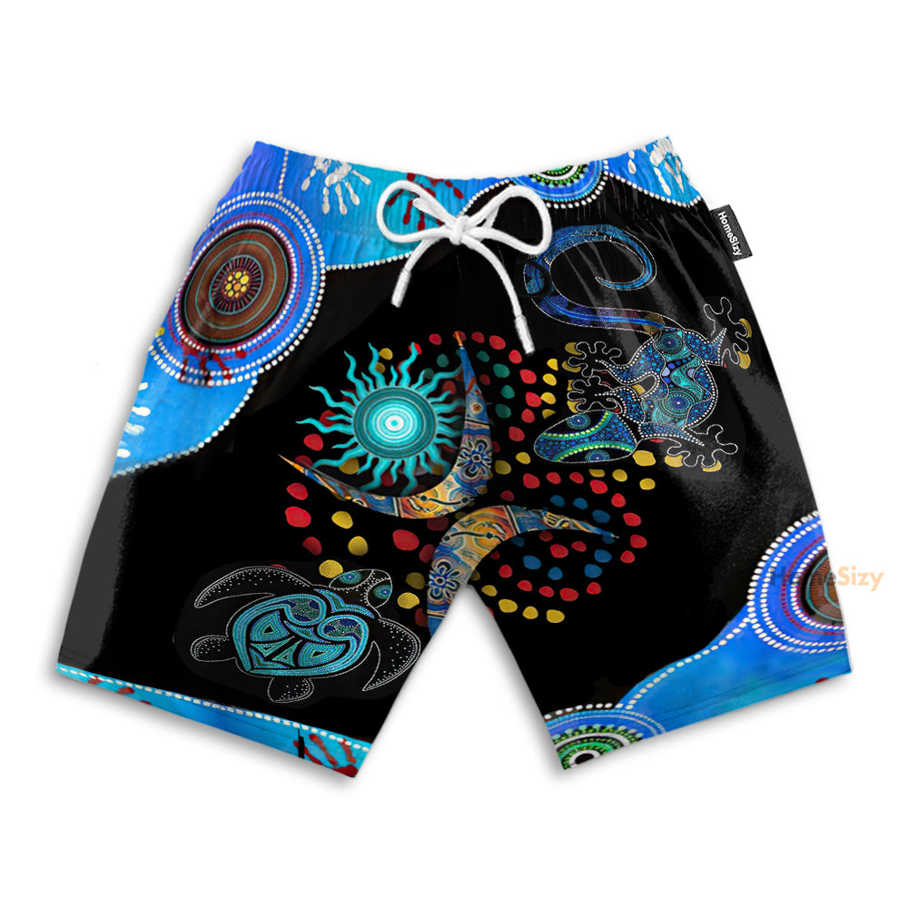 Blue Turtle Lizard Tropical - Beach Shorts