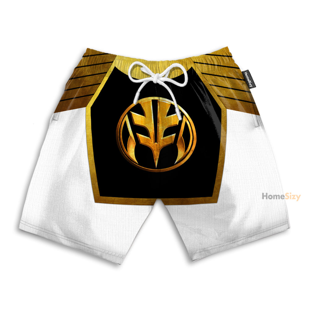 Mighty Morphin Power Ranger White Cosplay Costume - Beach Shorts