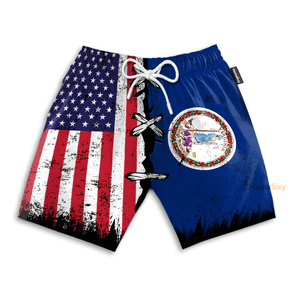 Virginia x American Flag - Beach Shorts