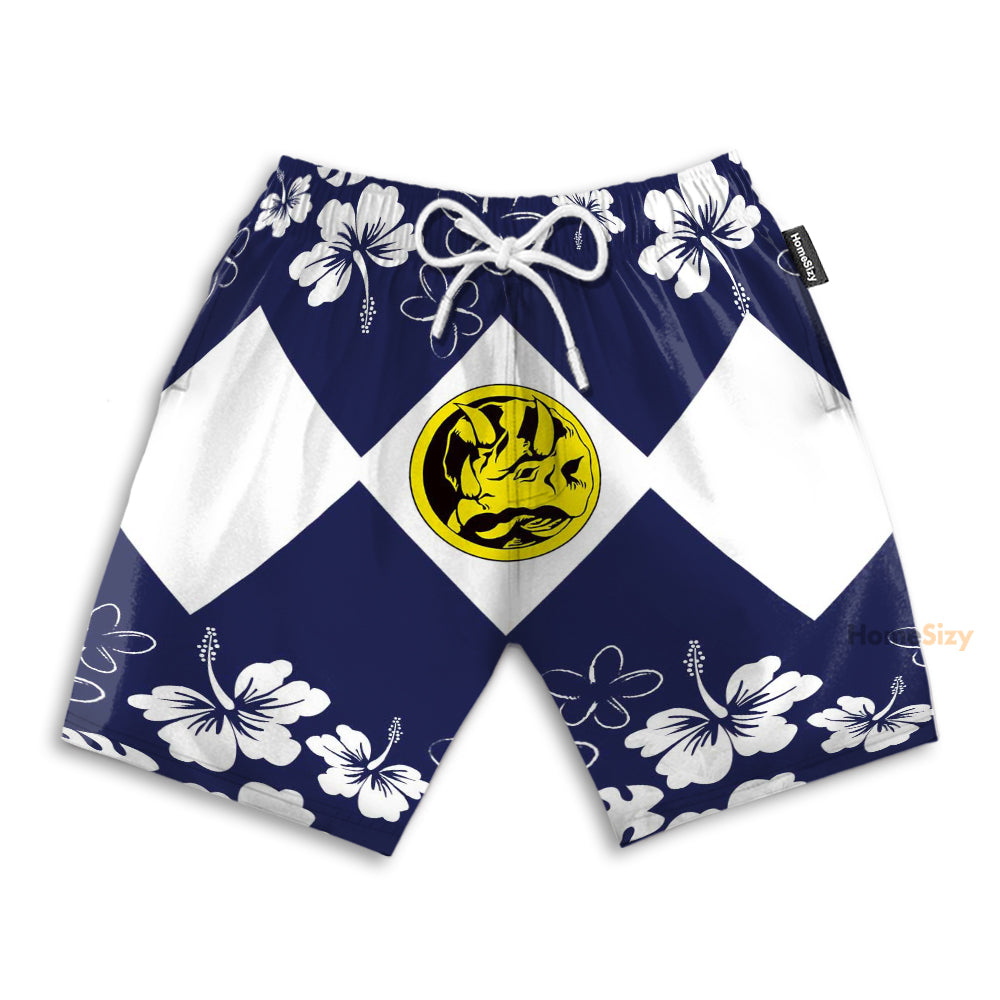 Mighty Morphin Power Ranger Blue Cosplay Costume - Beach Shorts