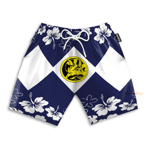 Mighty Morphin Power Ranger Blue Cosplay Costume - Beach Shorts