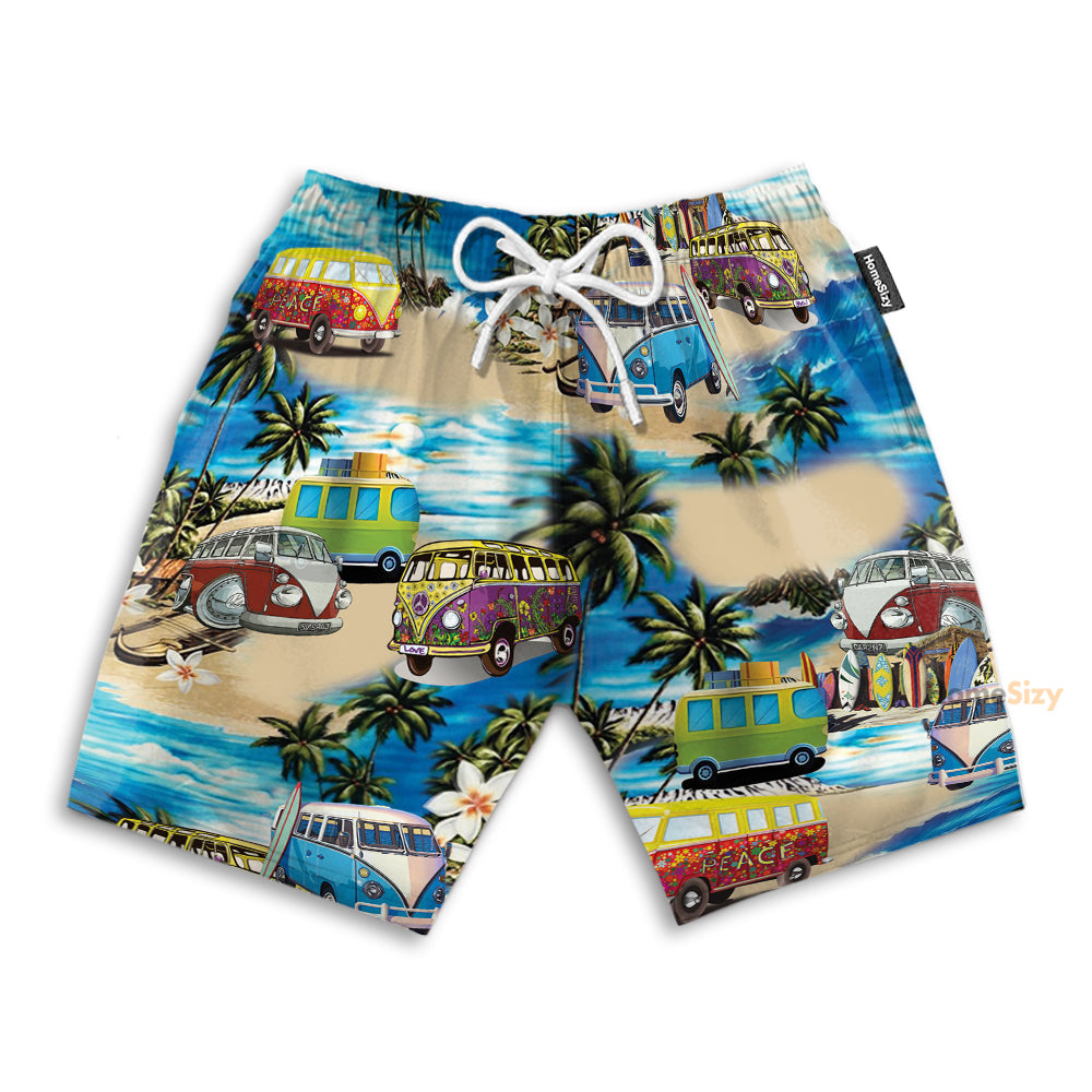 Classic Retro Hippie Campervan - Beach Shorts