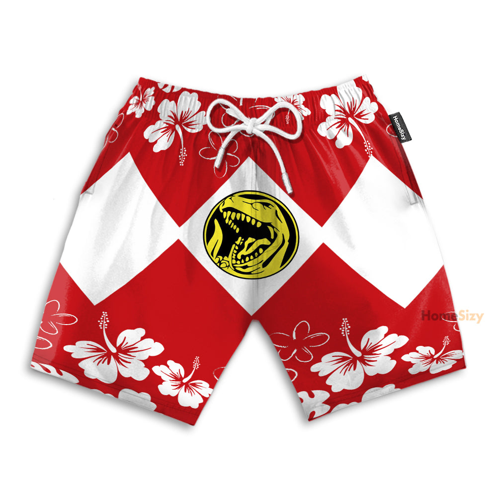 Mighty Morphin Power Ranger Red Cosplay Costume - Beach Shorts