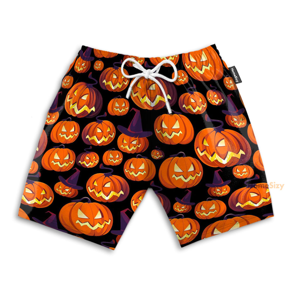 Pumpkin Halloween Pattern - Beach Shorts