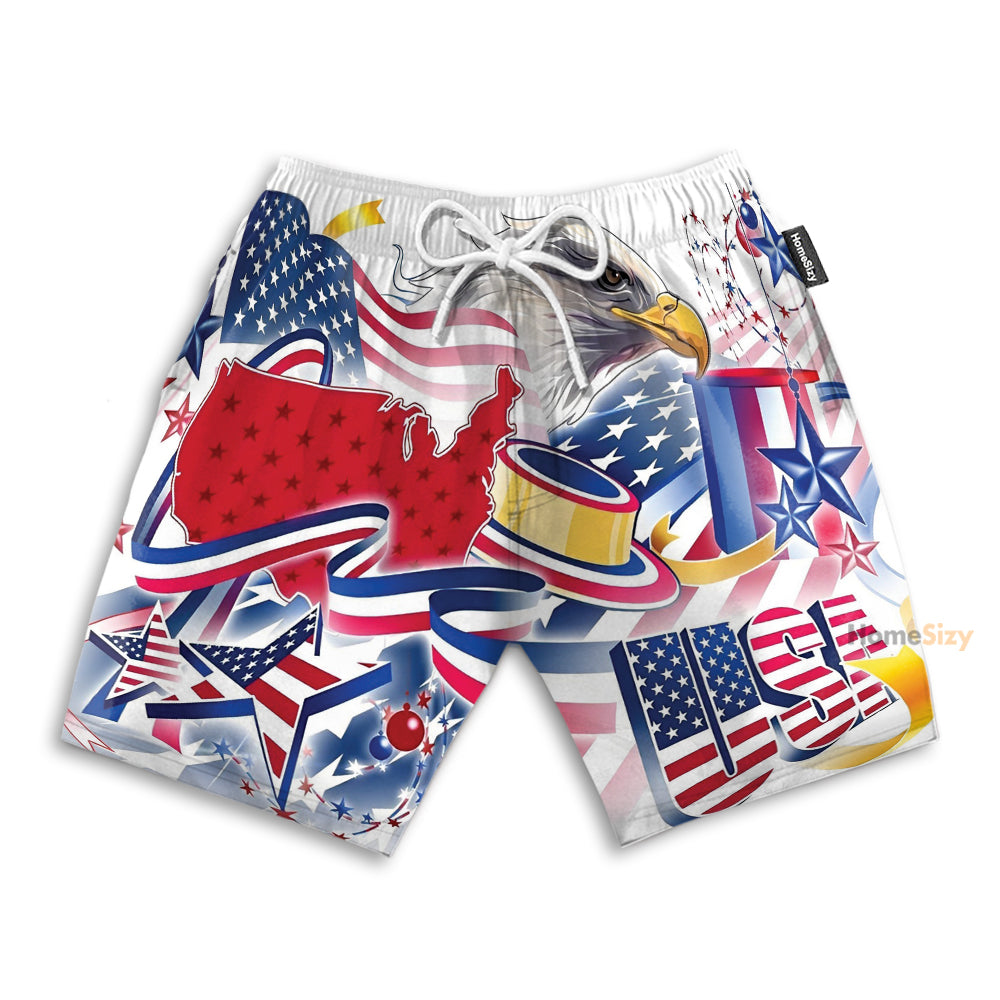 America Eagle 4th July Idependence Day - Beach Shorts