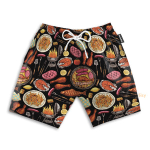 Barbecue Grill Fry Food - Beach Shorts