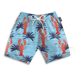 Lobster And Palm Tree Pattern - Beach Shorts