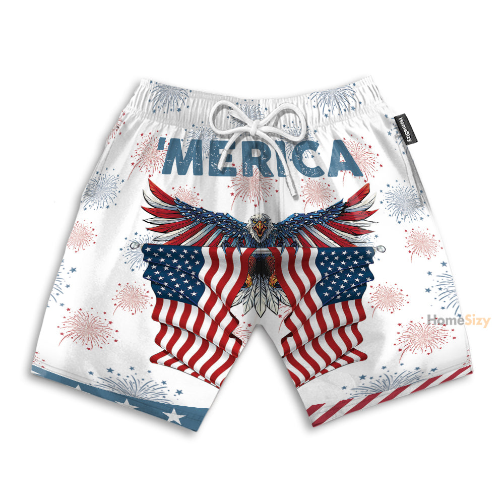 Patriot America Eagle 4th July Idependence Day - Beach Shorts