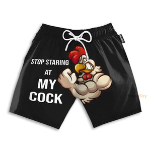 Stop Staring At My Coc Muscle Chicken - Beach Shorts