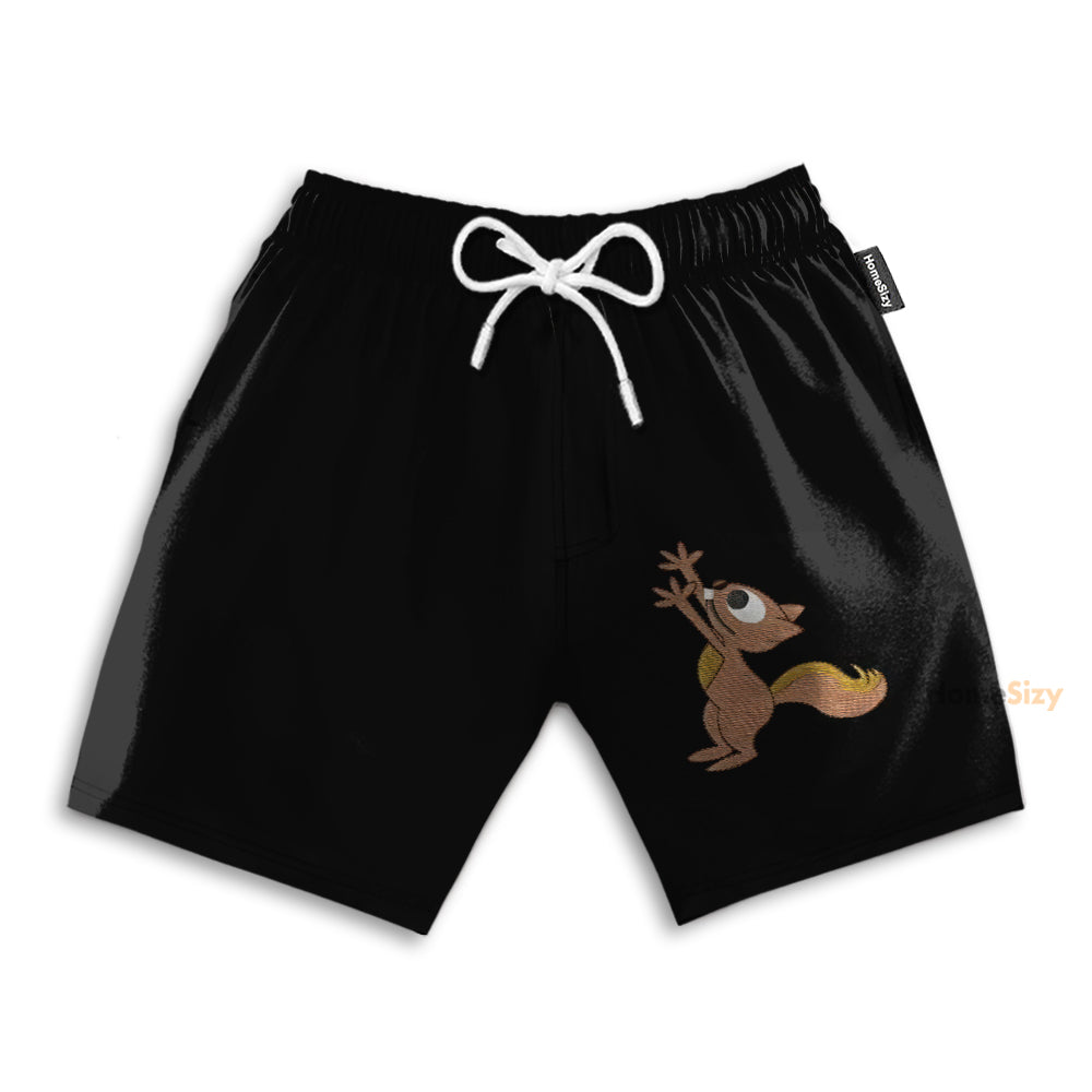 Squirrel Want Hazelnuts Black Funny - Beach Shorts