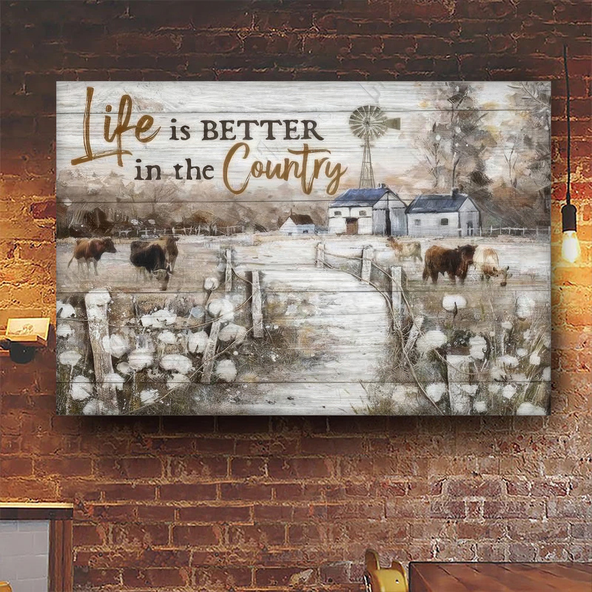 Avis89 Beautiful Farmhouse Life Is Better In The Country Canvas