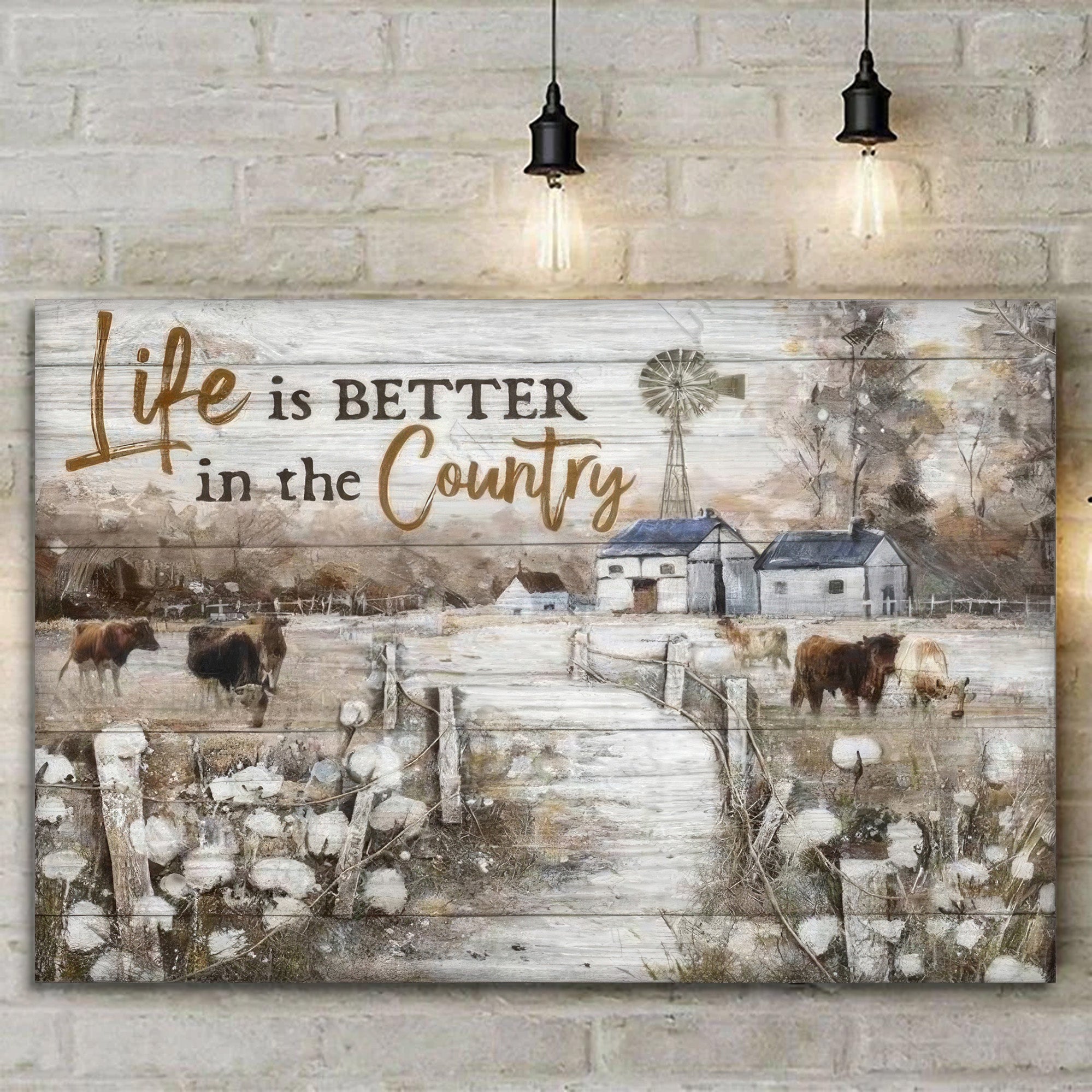 Avis89 Beautiful Farmhouse Life Is Better In The Country Canvas