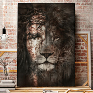 Avis89 Jesus Half Face Lion Christian Canvas