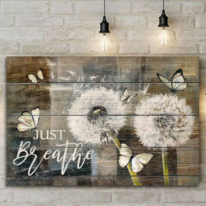 Avis89 Just Breathe Dandelion Butterfly Gift Canvas