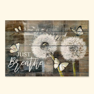 Avis89 Just Breathe Dandelion Butterfly Gift Canvas