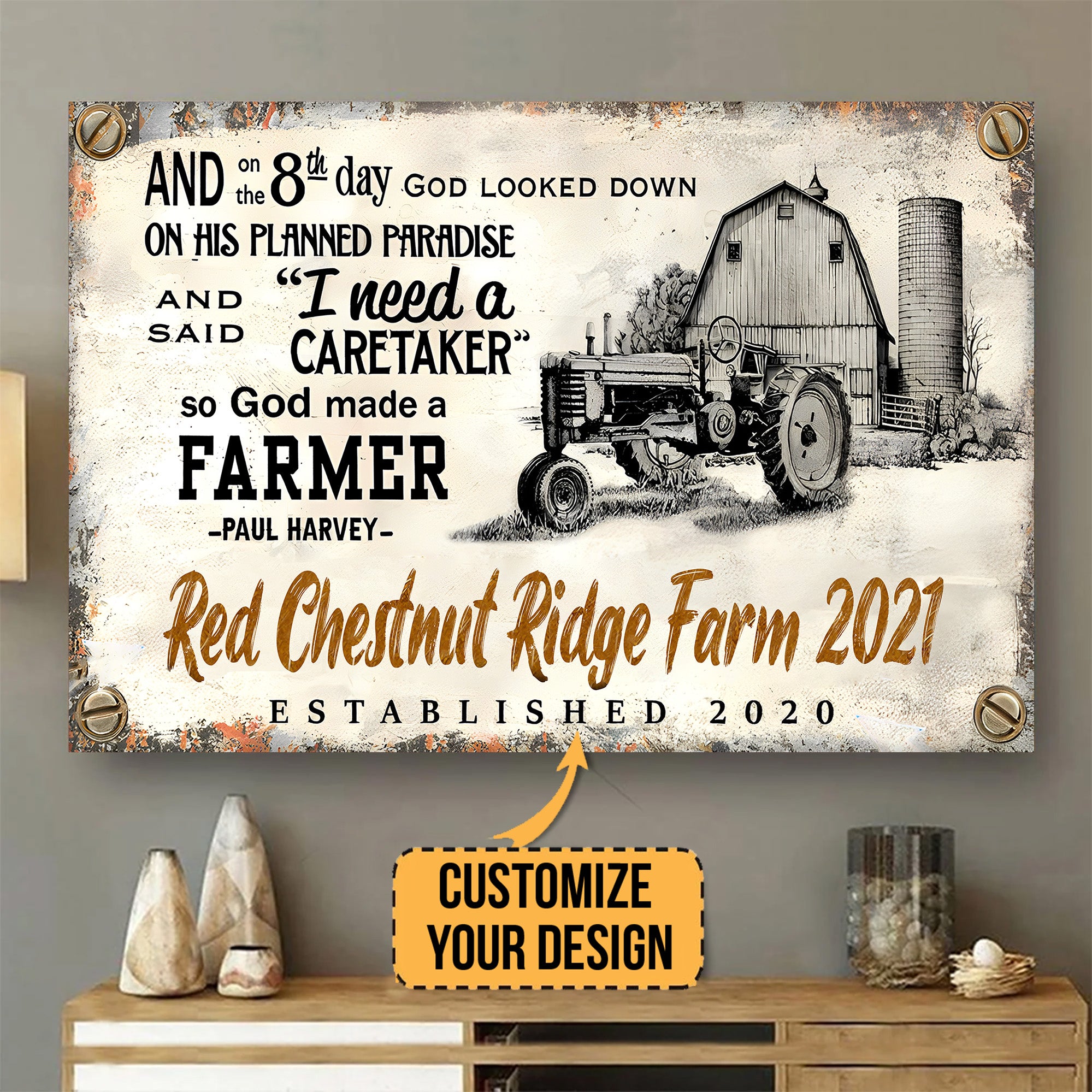 Avis89 So God Jesus made a Farmer Tractor - Personalized Canvas