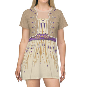 Princess Anna Cream Ceremony Frozen 2 Cosplay Costume - Tshirt Dress