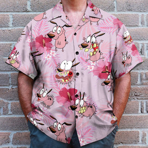 Courage The Cowardly Dog Floral Tropical Hawaiian Shirt