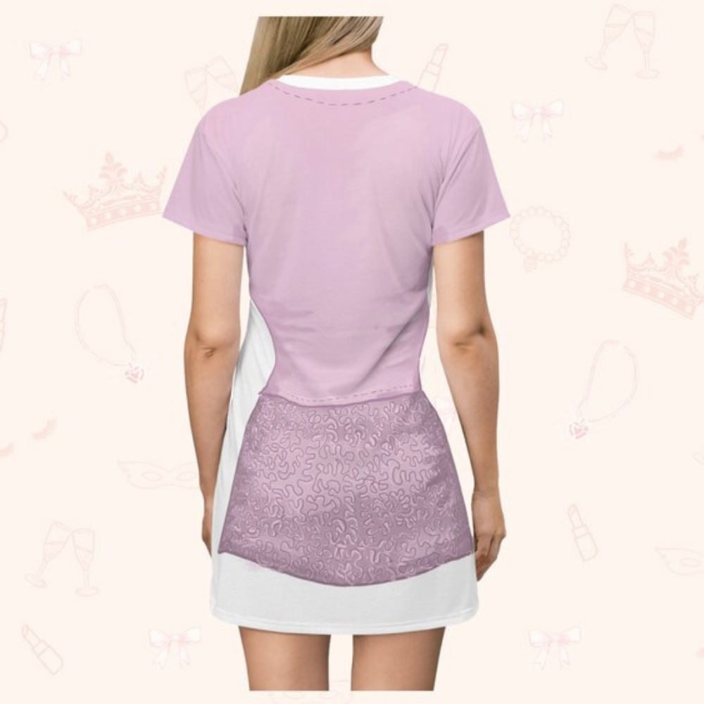 Purple Loungewear With Bow Tie Cosplay Costume - Tshirt Dress