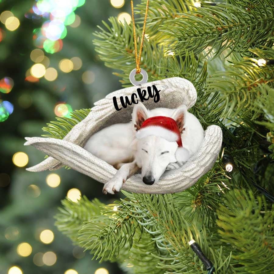 Personalized White German Shepherd Sleeping Angel Christmas Ornament