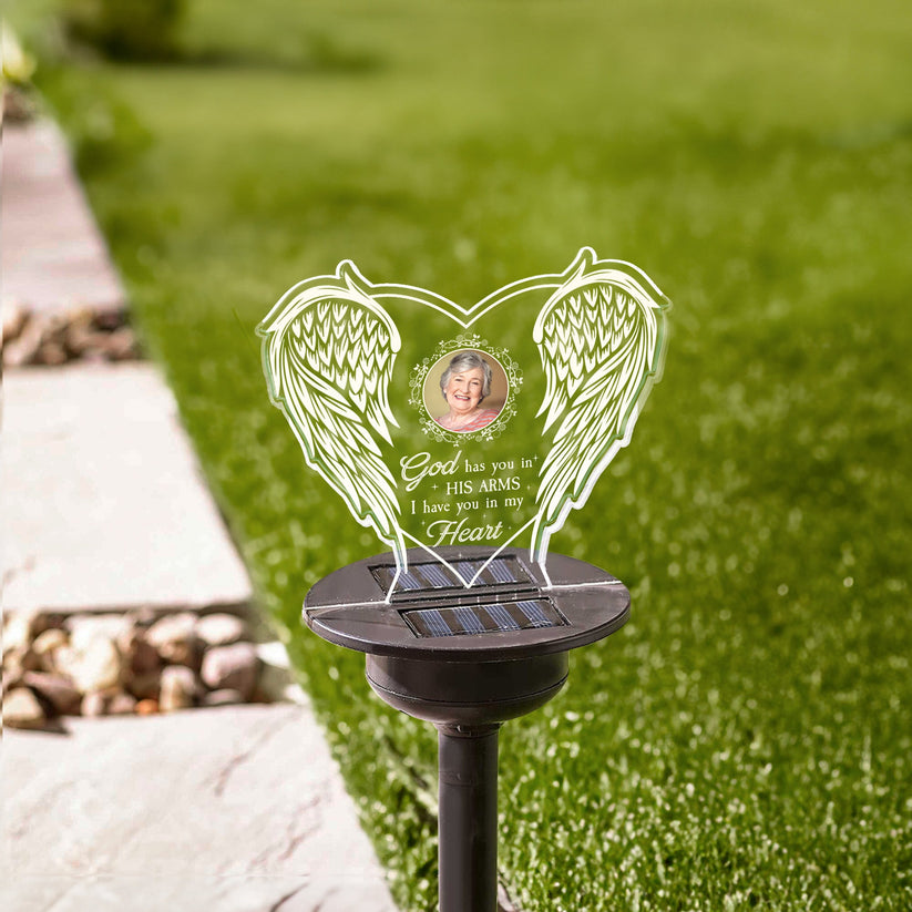 God Has You In His Arms I Have You In My Heart - Memorial Gift - Personalized Solar Light NA94