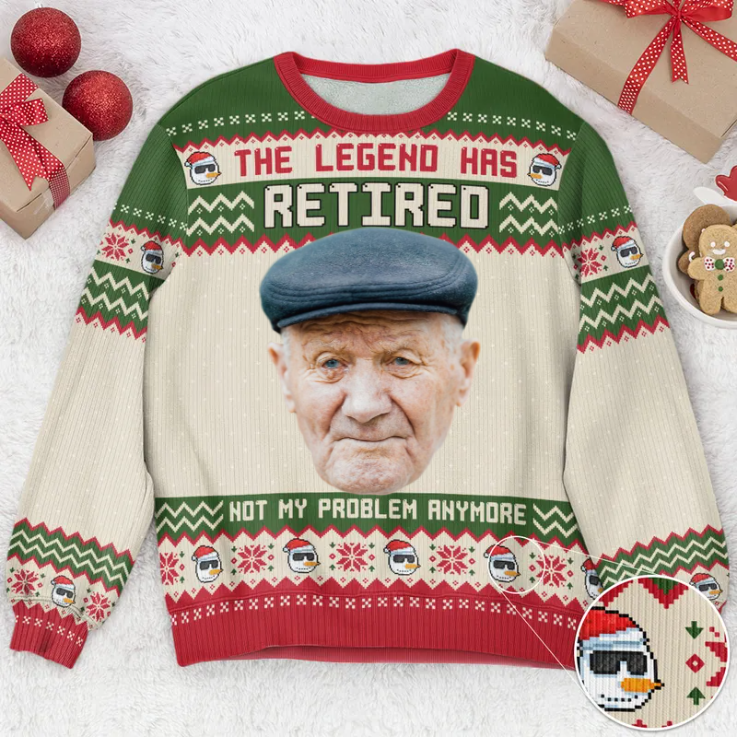 The Legend Has Retired - Gift For Grandparents, Dad, Mom - Personalized Ugly Christmas Sweater