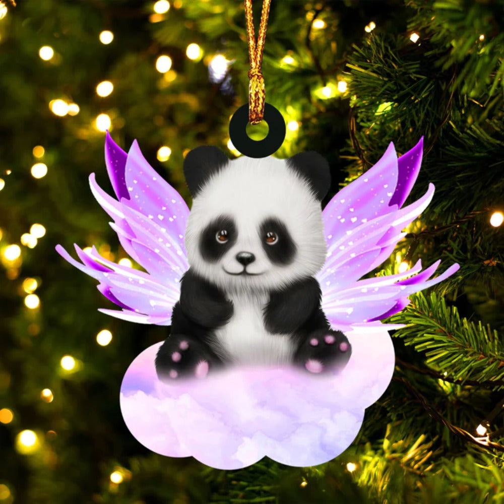 Panda And Wings Ornament - Gift For Panda Lover