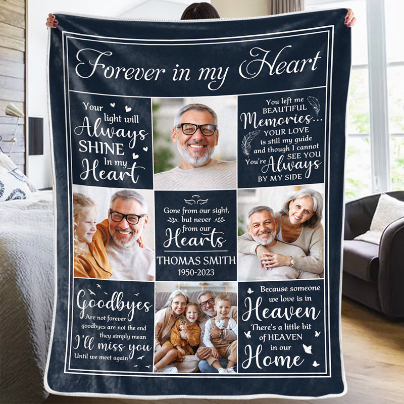 Custom Photo You Left Me Beautiful Memories - Memorial Gift For Family Members - Personalized Blanket