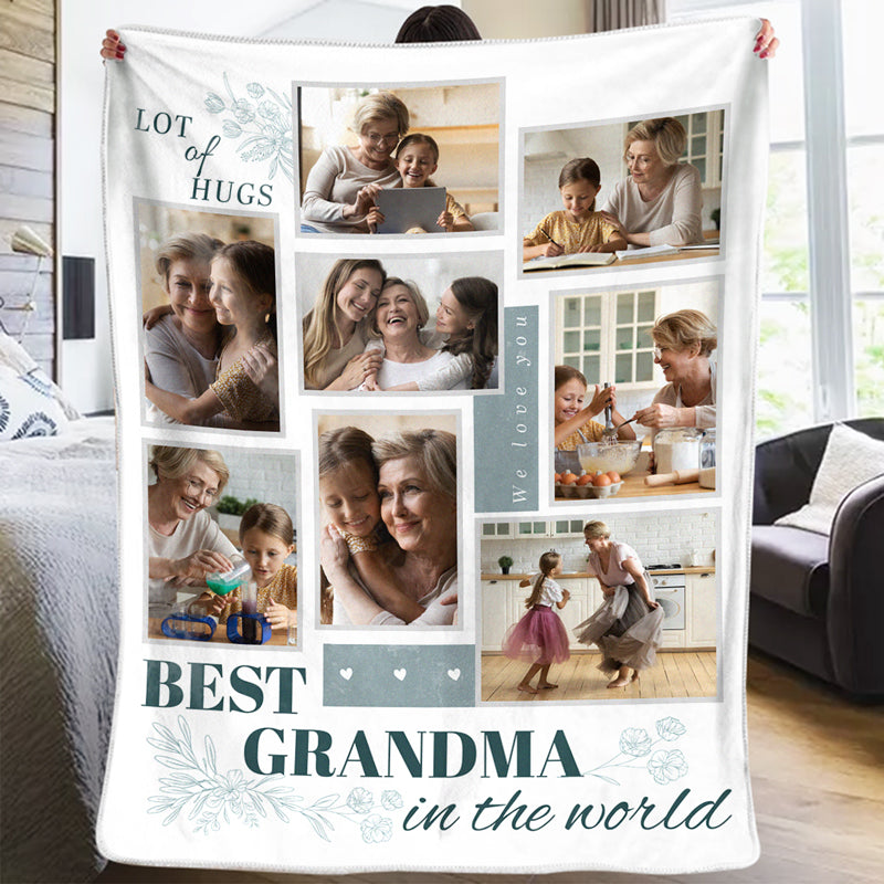 Custom Photo Best Grandma In The World - Gift For Grandma, Grandpa - Personalized Blanket