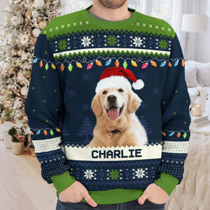 Custom Photo Happy Howlidays - Dog & Cat Personalized Ugly Sweatshirt - Christmas Gift For Pet Owners, Pet Lovers