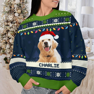 Custom Photo Happy Howlidays - Dog & Cat Personalized Ugly Sweatshirt - Christmas Gift For Pet Owners, Pet Lovers