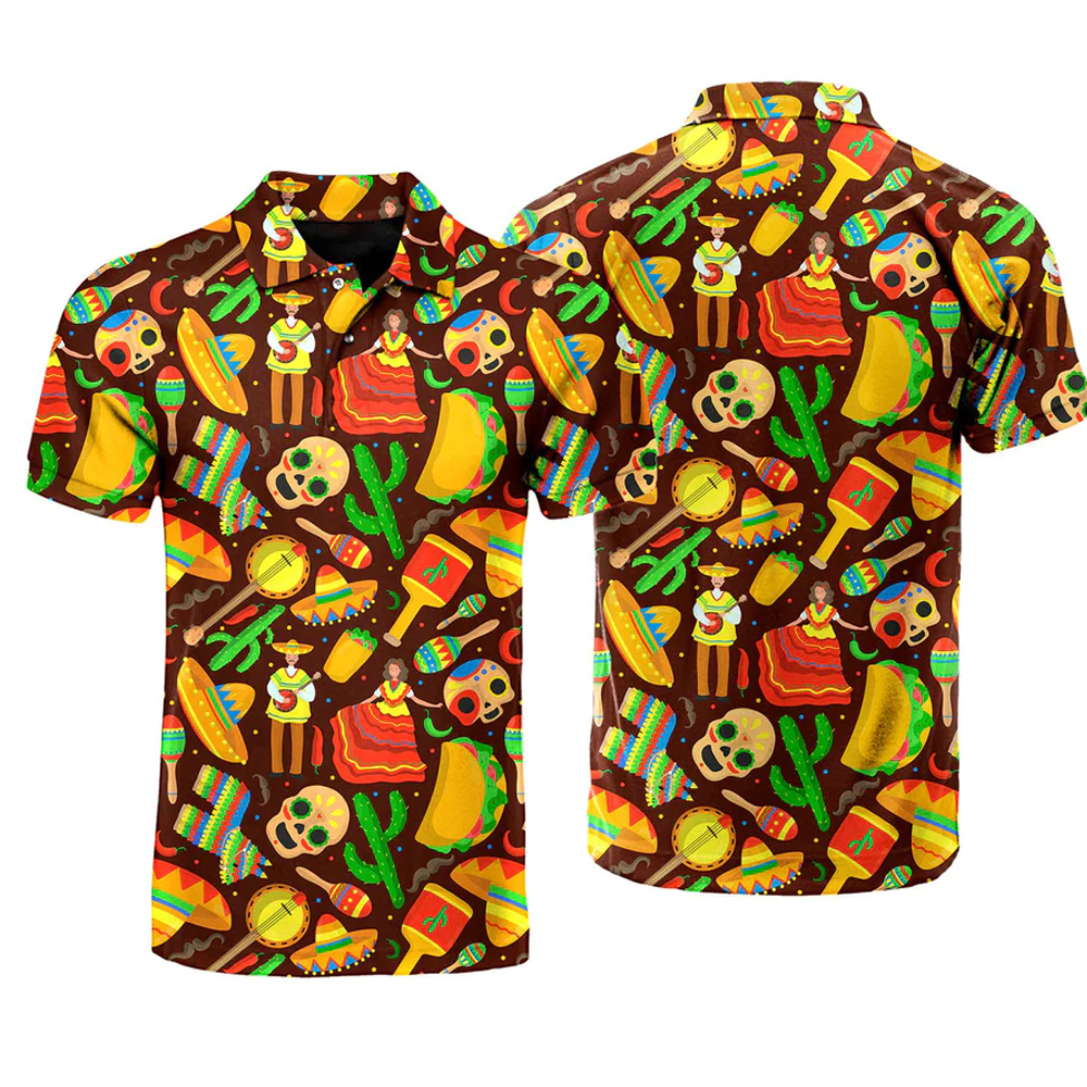 Let's Fiesta Cinco De Mayo Pattern - Men Polo