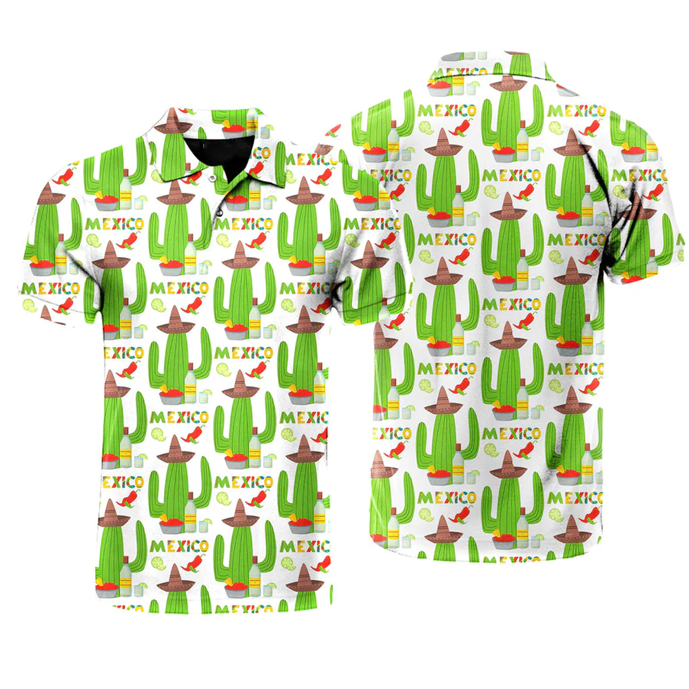 Cinco De Mayo Mexico Green Cactus Fiesta - Men Polo