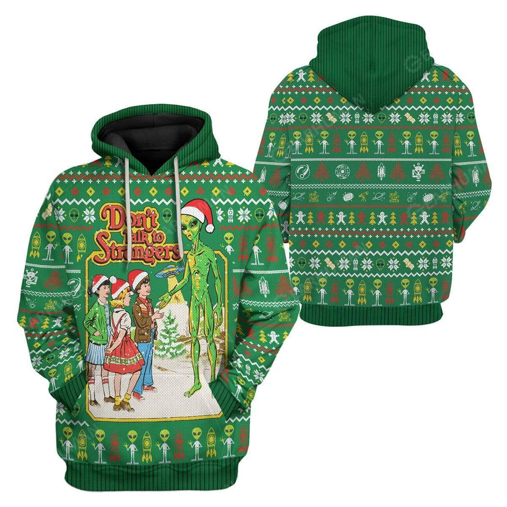 Christmas Don't Talk To Stranger Alien Green - Hoodie