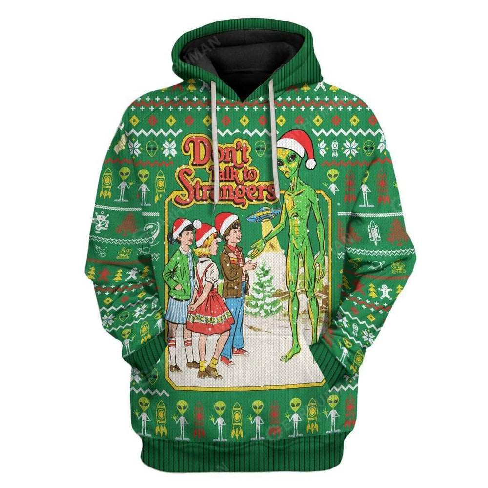 Christmas Don't Talk To Stranger Alien Green - Hoodie