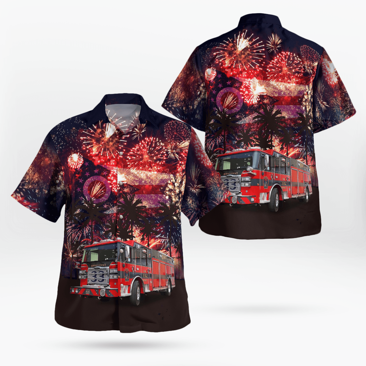 Brilliant, Ohio, Brilliant Fire Department, 4Th Of July - Hawaiian Shirt