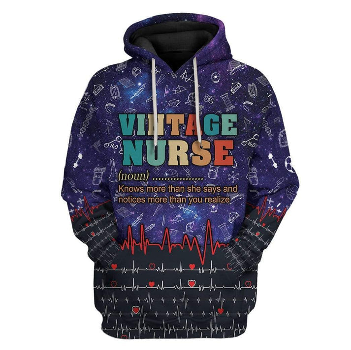 Vintage Nurse No More Than She Says - Hoodie