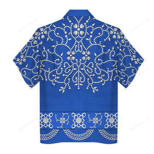 Elvis Blue Swirl Blue - Costume Cosplay Hawaiian Shirt