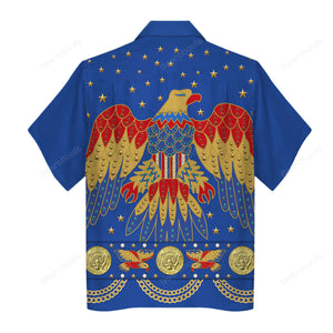 Elvis Eagle Blue - Costume Cosplay Hawaiian Shirt