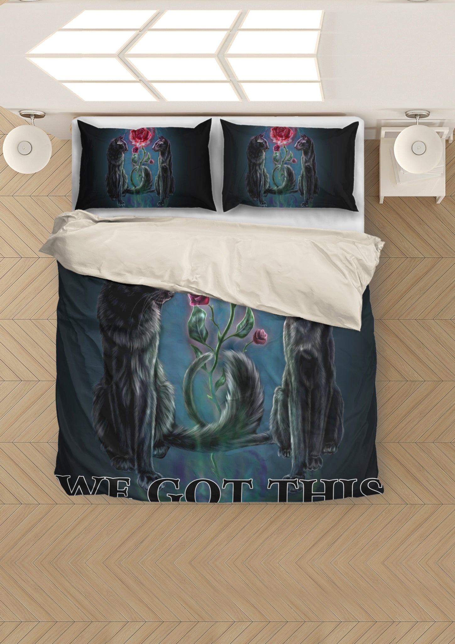 Black Cat Dark You and me we got this Bedding set Gift for you, gift for her, gift for him, gift for family, gift for lover, gift for friends